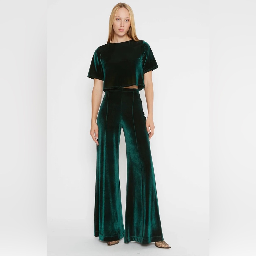 Ripley Rader Women's Green Velvet Top and Pants